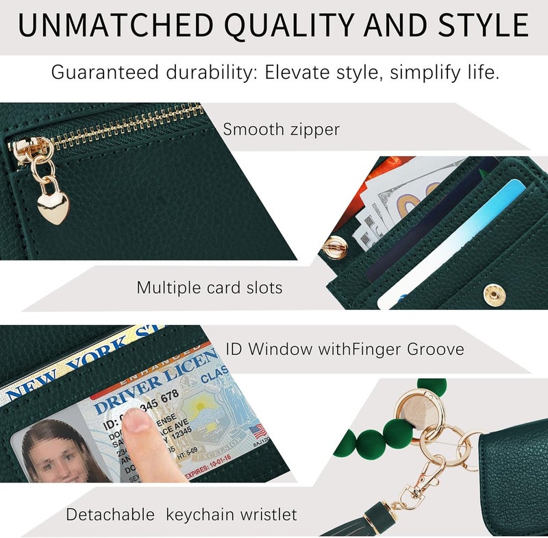 Sunpour Store Keychain Wallet RFID Wristlet Wallets for Women,Small Wallets Woman Key Chain Wallet with Coin Pocket and Id Window - Image 4